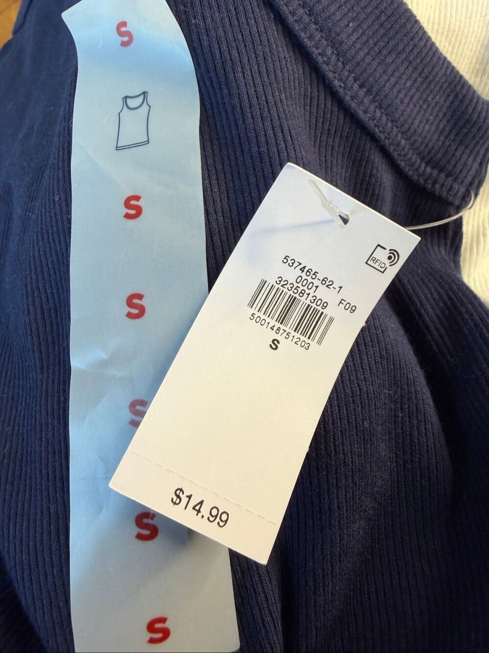 NWT Old Navy Snug Crop Ribbed Tank Top Lot 2 Pack Small White Navy High Neck - Picture 8 of 9